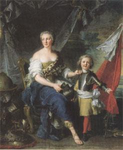 Jean Marc Nattier Mademoiselle de Lanbesc as Minerva,Arming Her Brother the Comte de Brionne and Directing Him to the Arts of War (mk05) China oil painting art